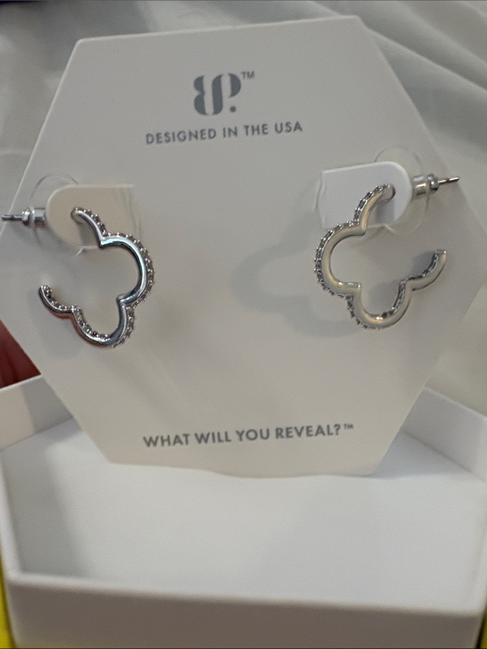 Silver Clover Outline Hoop Earrings by BP.